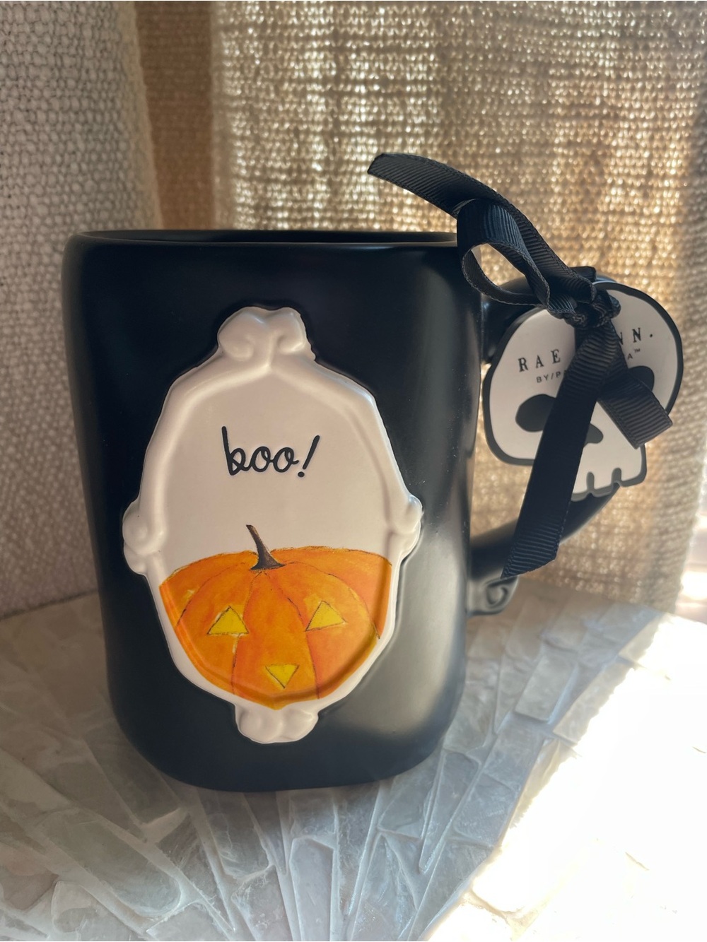 Rae Dunn Black 'Boo!' Pumpkin Halloween Mug